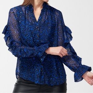 NWT Women’s Chicos Dot Print Ruffle Shirt